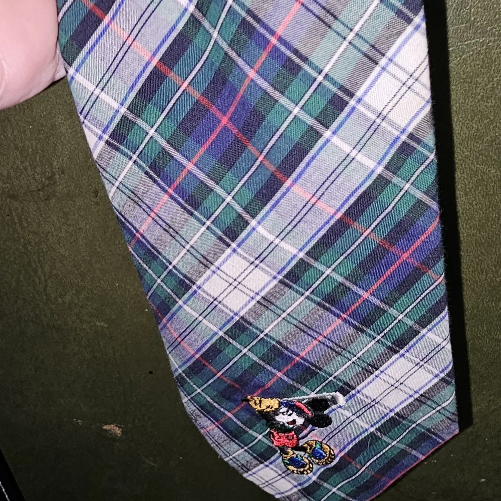 Like New Vintage Men's Mickey Mouse Plaid Tie 100% Cotton